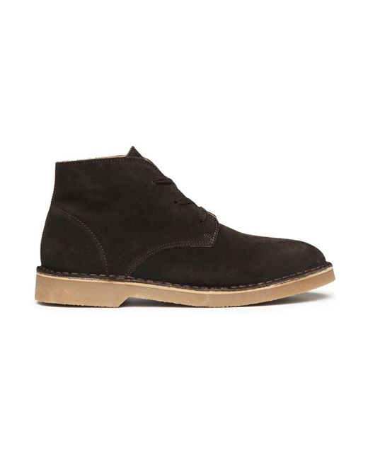 SELECTED Wildleder schnürstiefel mit mandelförmiger spitze in Black für Herren