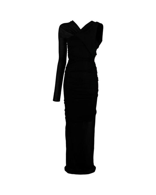 Saint Laurent Black Long One-shoulder Dress