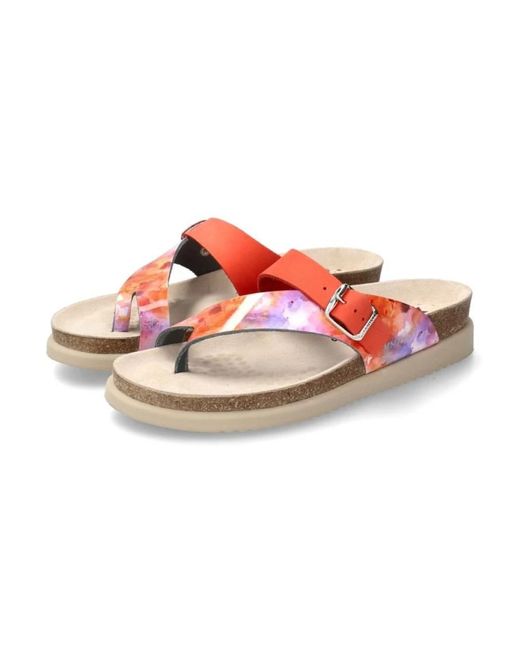 Mephisto Schoenen ,Veelkleurig ,Leer Teenslipper Met Kurkzool in het Pink
