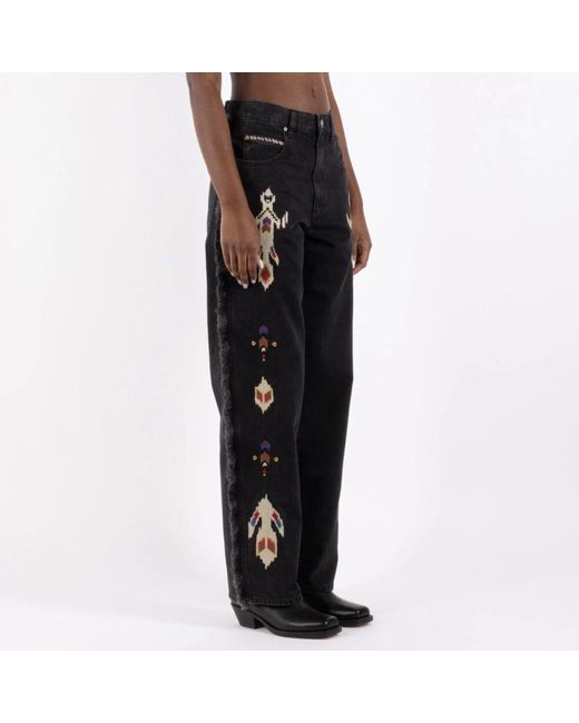 Isabel Marant Black Dunkelgraue Baumwoll-Hanfhose