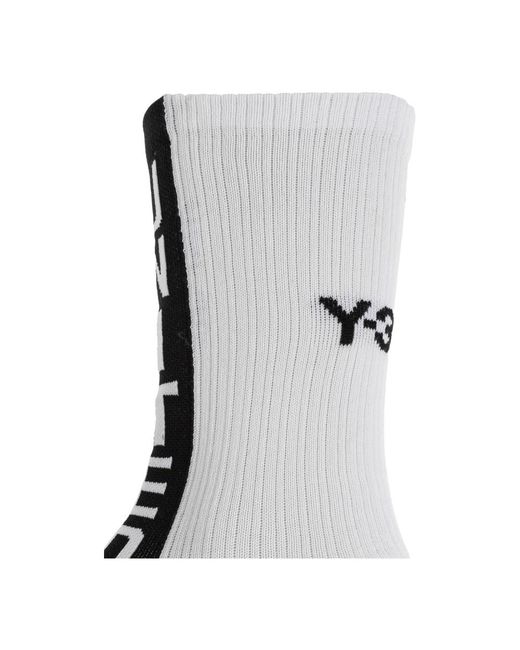 Y-3 Nbhd Ribbed Crew Socks in het White