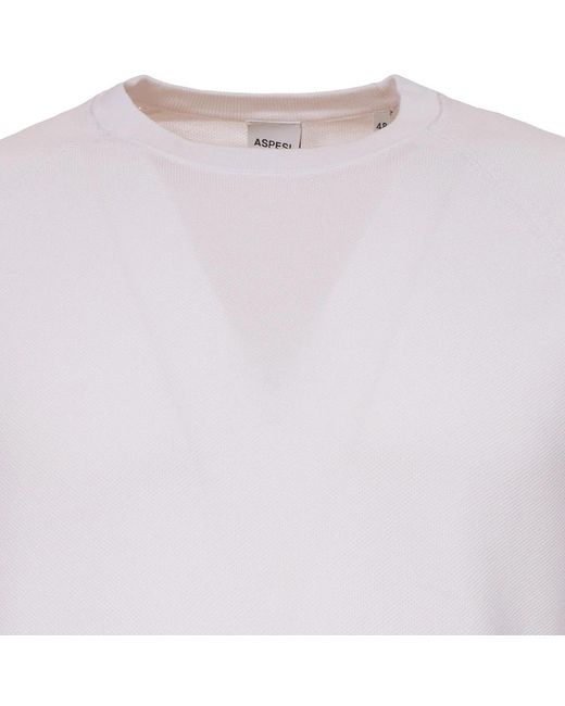 Aspesi Tops ,Wit ,Katoen Katoenen Ronde Hals Lange Mouw Regular Fit in het White voor heren