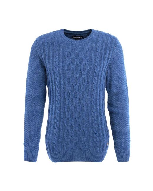 Barbour Blue Essential Chunky Cable Jumper for men