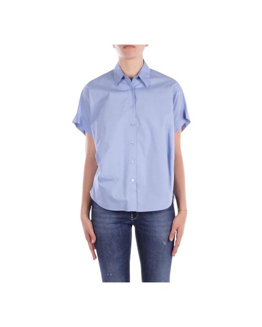 Manila Grace Blue Hellblaue Button-Up Bluse