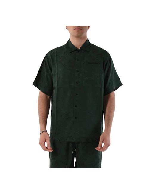Camicia in viscosa con stampa e colletto bowling di Department 5 in Green da Uomo