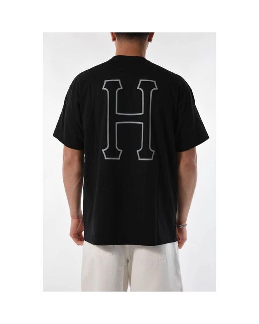 Huf Baumwoll t-shirt mit front- und rückendruck in Black für Herren