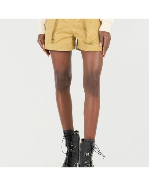 Roberto Cavalli Yellow Python Print Baumwollshorts Mit Gürtel