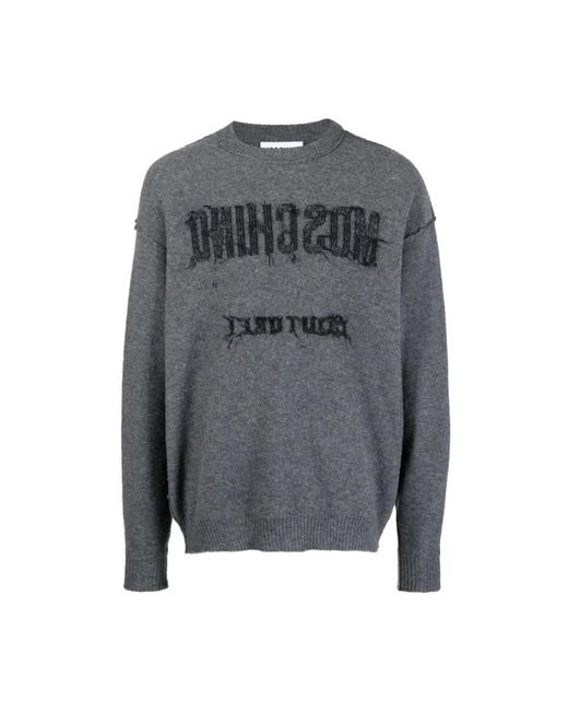 Moschino Gray Round-Neck Knitwear for men