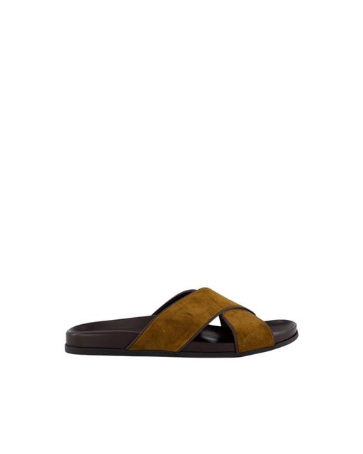Manolo Blahnik Brown Sliders for men