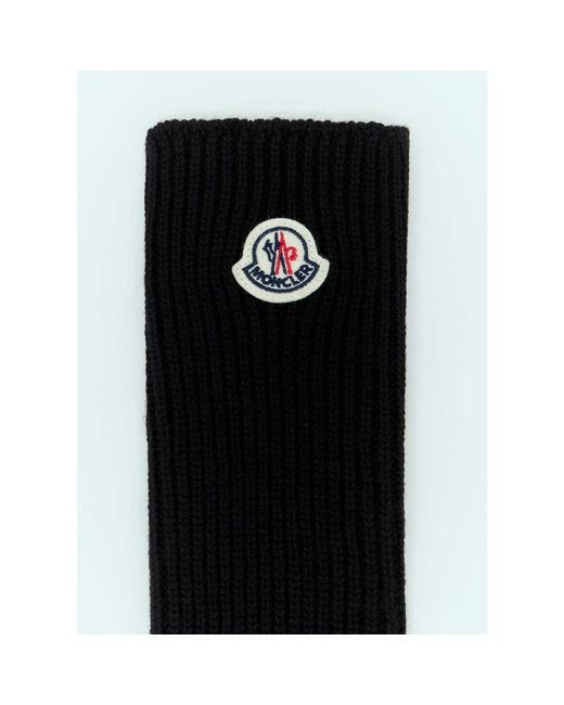 Moncler Accessoires ,Zwart ,Wol Wollen Gebreide Handschoenen Logo Patch in het Black