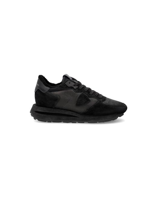 Philippe Model Schoenen ,Zwart ,Katoen Sneakers Tropez Haute Running in het Black voor heren