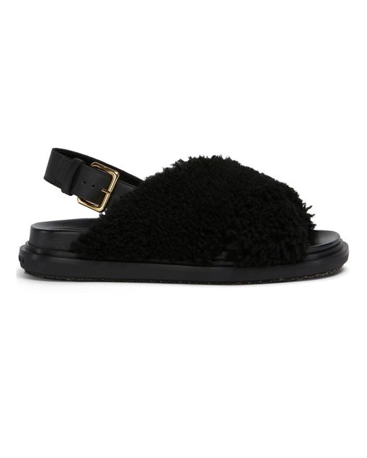 Flat Sandals Marni de color Black
