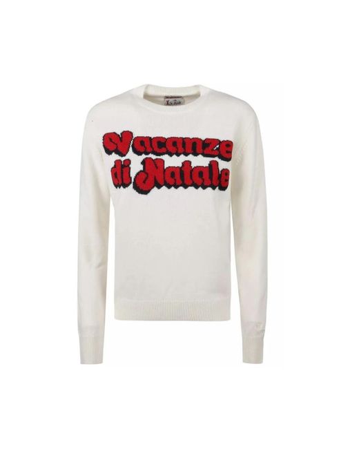 Mc2 Saint Barth White Round-Neck Knitwear