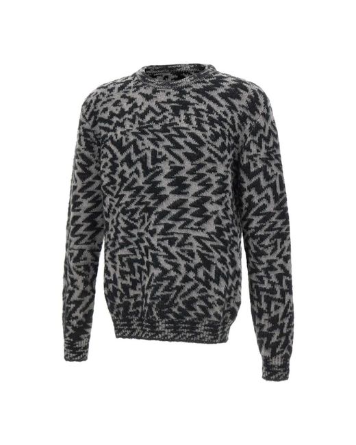 Laneus Gray Round-Neck Knitwear for men