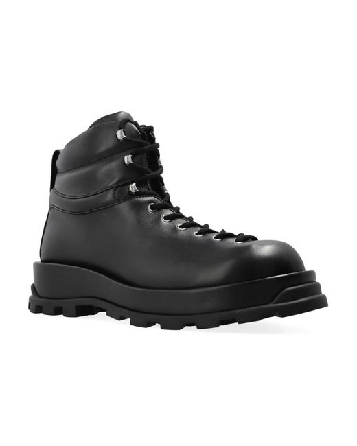 Jil Sander Schwarze Leder Stiefeletten in Black für Herren