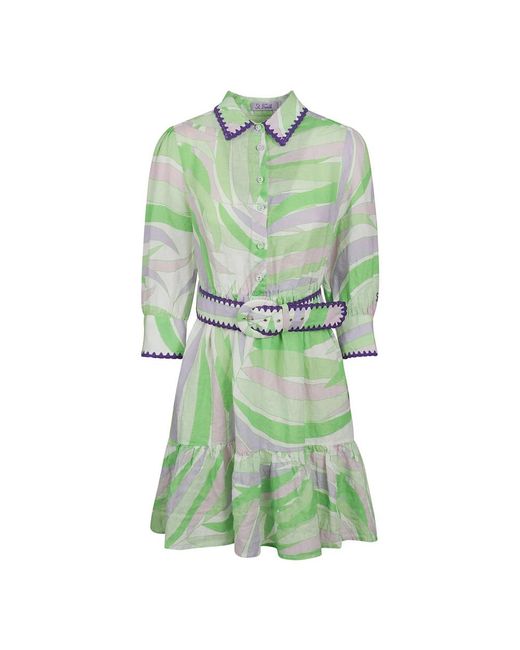 Mc2 Saint Barth Green Shirt Dresses