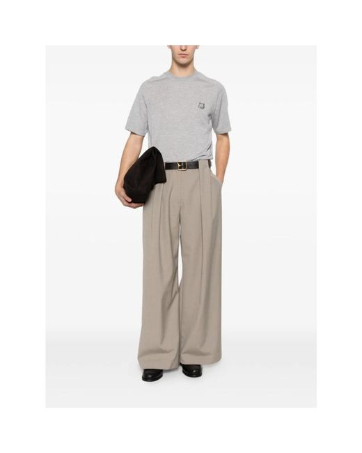 Maison Kitsuné Gray Round-Neck Knitwear for men