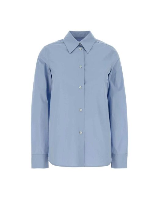 Jil Sander Overhemden ,Blauw ,Katoen Cotton Poplin Shirt in het Blue
