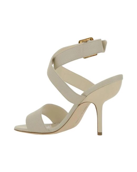 Manolo Blahnik High Heel Sandals in het Metallic