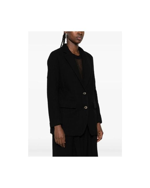Uma Wang Black Schwarze Jacke Mit Revers Und Langen Ärmeln