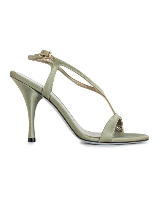 Roberto Festa Metallic Grüne Satin Jennie Sandalen 10Cm Absatz