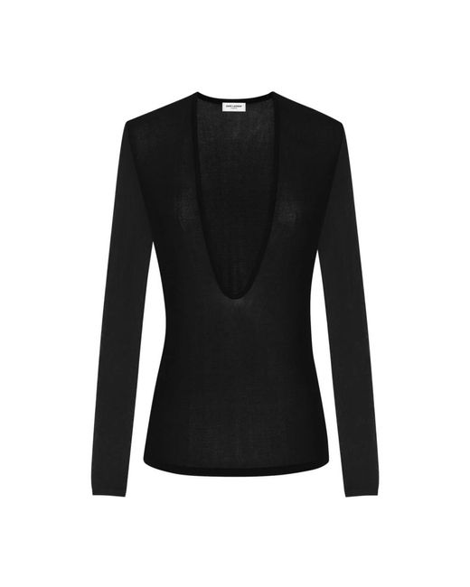Saint Laurent Black V-Neck Knitwear