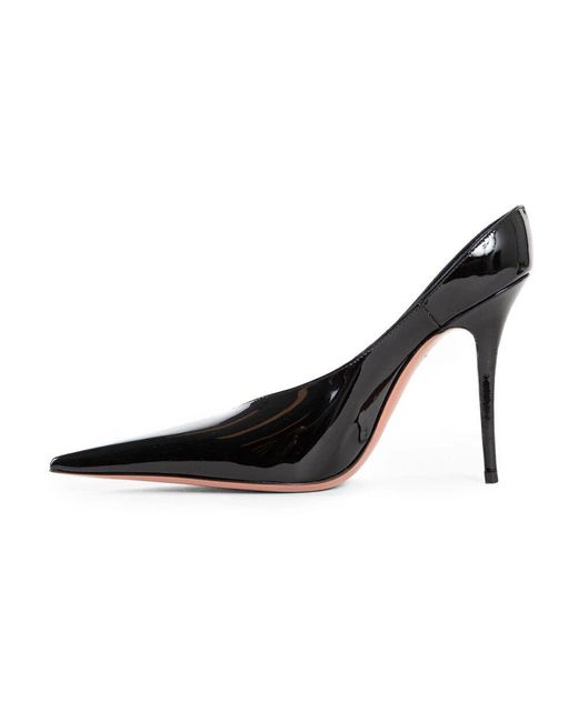 AMINA MUADDI Black Schwarzer Lackleder Stiletto Mule