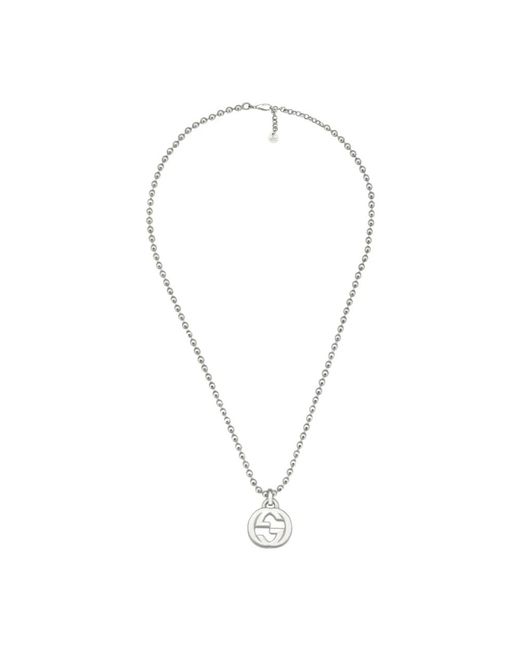 Gucci Interlocking Hanger Ketting in het Metallic