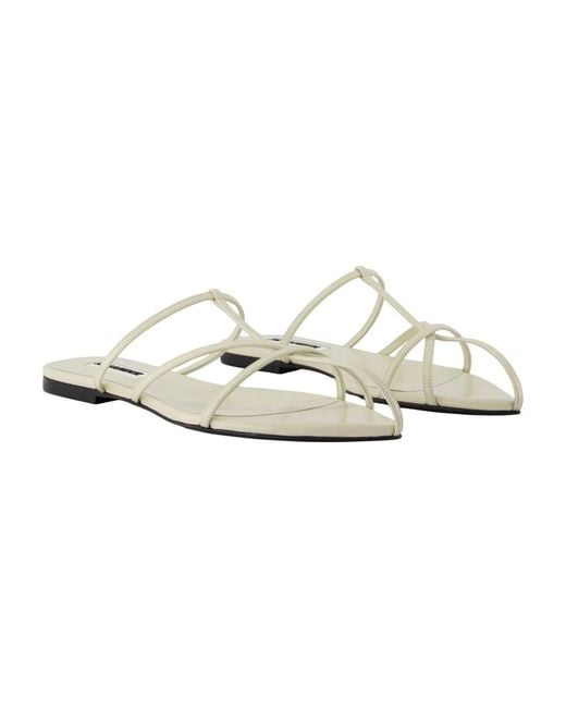 Jil Sander Pointed Toe Flat Sandal in het White