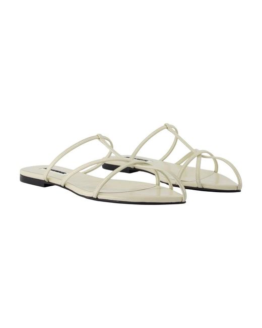Jil Sander Pointed Toe Flat Sandal in het White