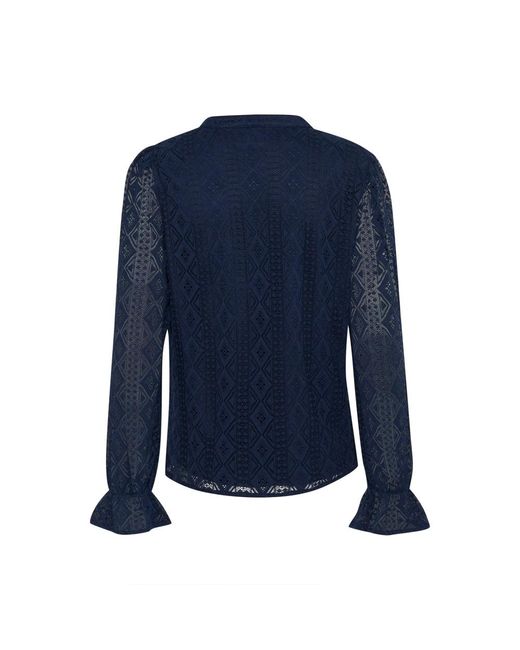Cream Overhemden ,Blauw ,Polyester Kanten Blouse Blazer in het Blue
