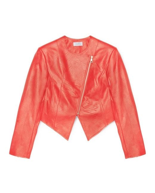 mötivi Red Faux leather slim-fit blouson jacket
