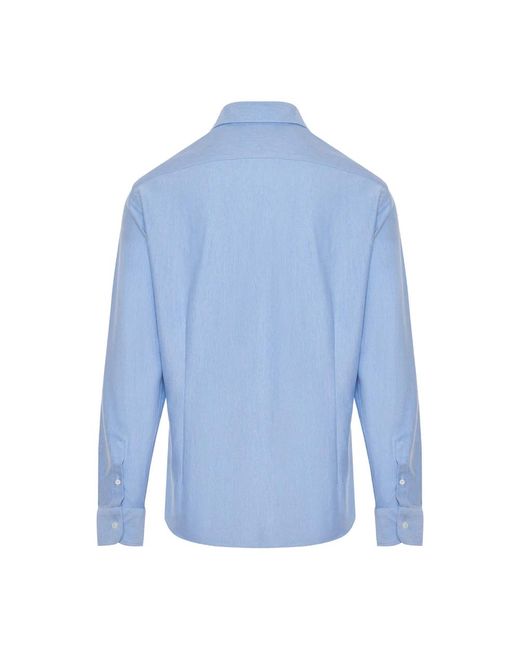 Fedeli Stretch-baumwollhemd made in italy in Blue für Herren