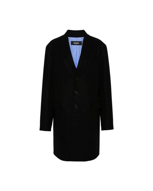 DSquared² Zwarte Cappotto in het Black