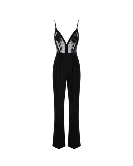 Elisabetta Franchi Lichtgewicht Jumpsuit Van Crêpe in het Black