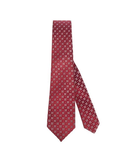 Kiton Accessoires ,Veelkleurig ,Handgemaakte Zijden Stropdas in het Red voor heren