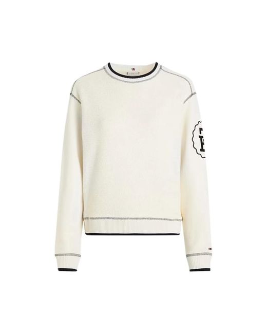 Tommy Hilfiger White Round-Neck Knitwear