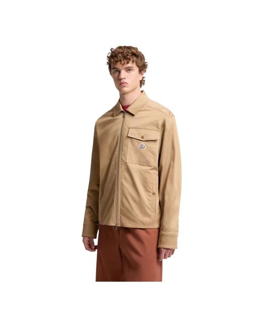 Moncler Jassen ,Katoen Cotton Blend Gabardine Shirt Jacket in het Natural voor heren