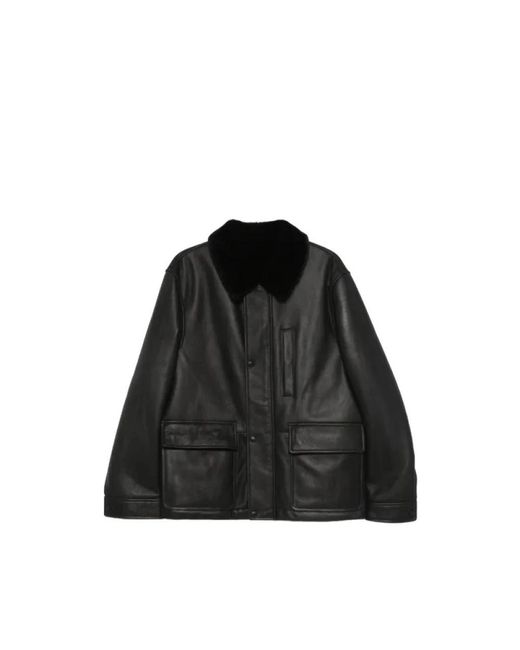 Yves Salomon Black Leather Jackets for men