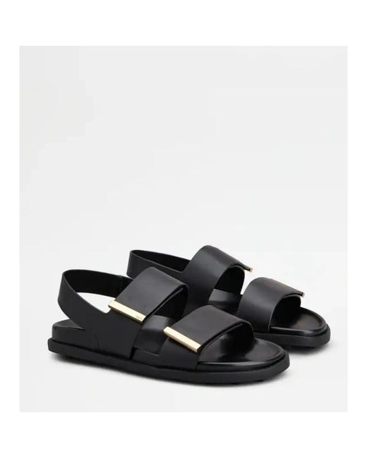 Tod's Black Flat Sandals