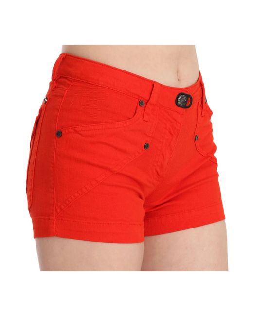 Plein Sud Red Denim Shorts
