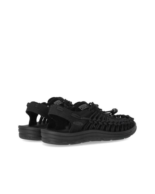 Keen Black Schwarze gewebte elastische sandale