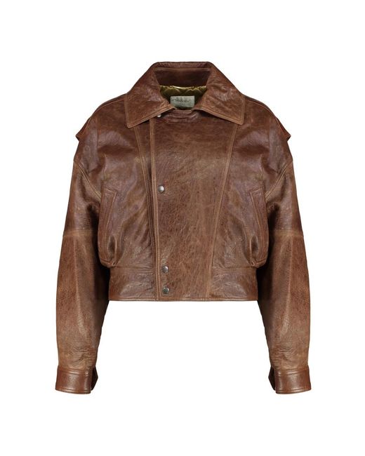 Leather Jackets Saint Laurent de color Brown