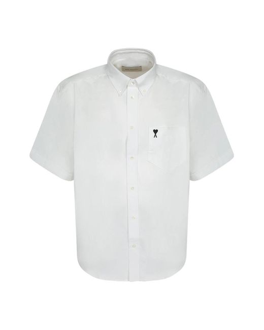 AMI Boxy Embroidered De Coeur Shirt in het White voor heren