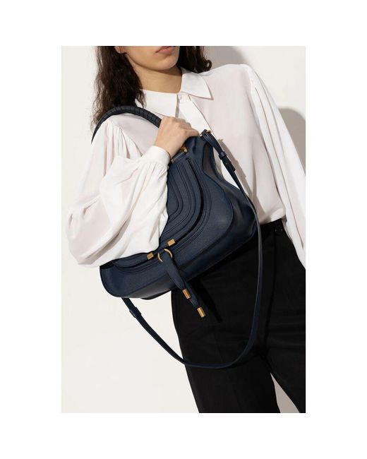 Chloé Blue Schultertasche marcie in mittlerer größe