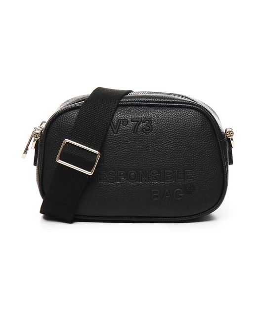 V73 Black Schwarze schultertasche mit reißverschluss