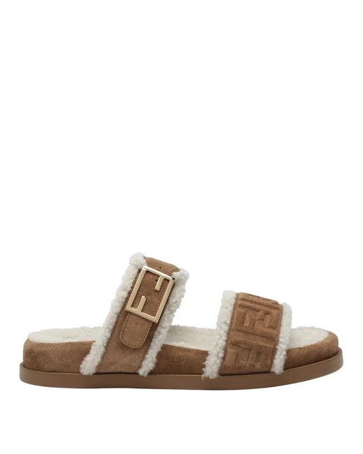 Fendi Brown Sliders