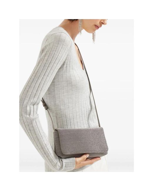 Brunello Cucinelli Gray Crossbody Bag Calf Leather