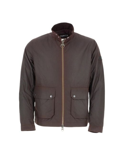 Barbour Braune Wachsjacke Harrington Stil in Brown für Herren