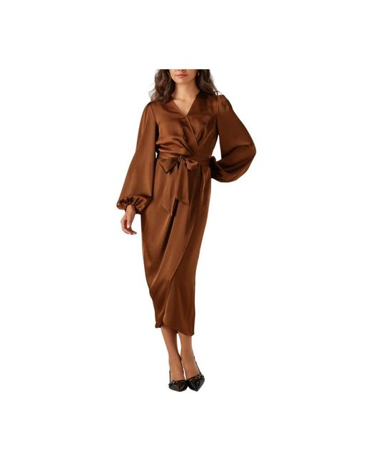 Notre-v Kleedjes ,Bruin ,Polyester Bruine Midi Jurk Voor Herfst/Winter in het Brown